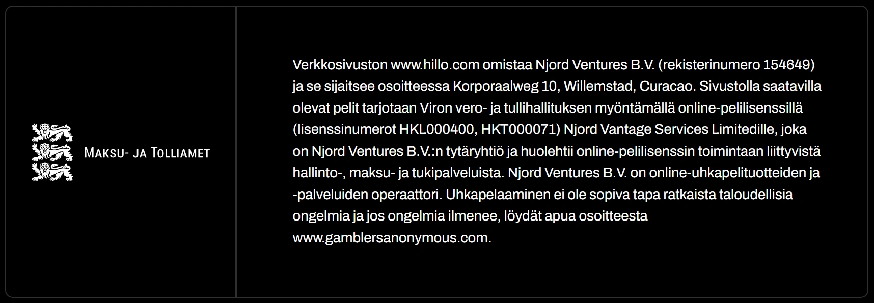 hillo casino license