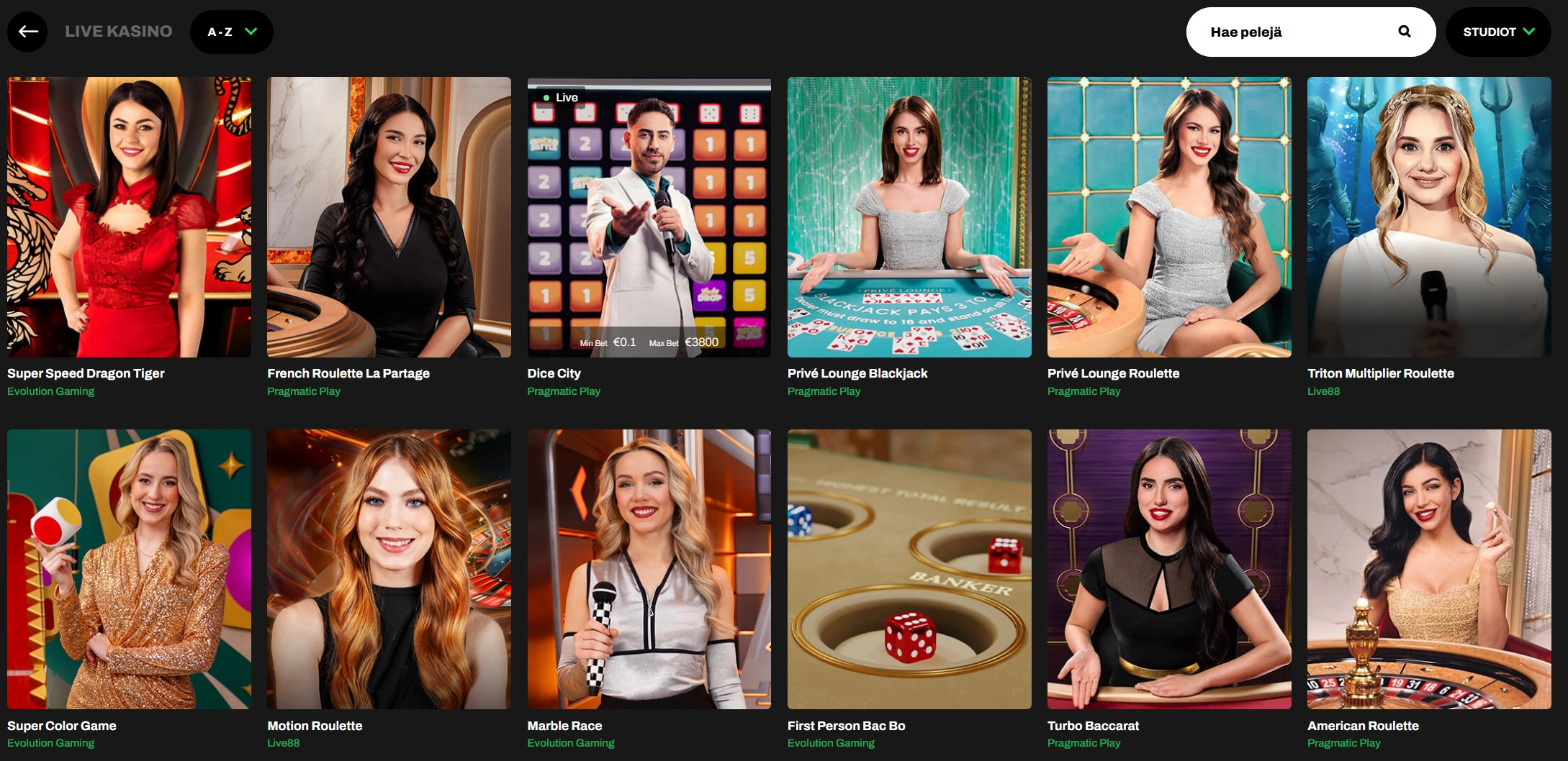 hillo casino live games